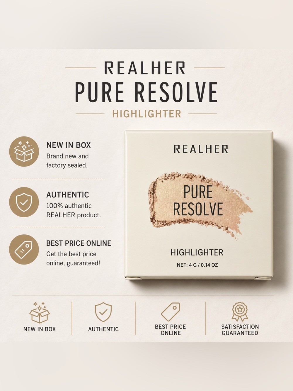 REALHER Pure Resolve Highlighter Full Size New in Box 📦💖